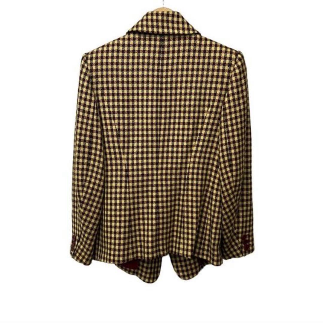 HERMES(エルメス) ジャケット イエロー×レッド×ブラウン チェック柄