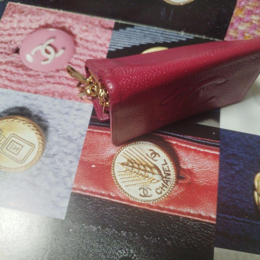 Chanel ピンク レザー キーケース　斜めがけ