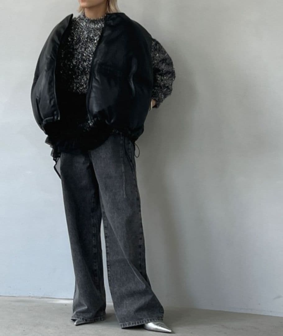 chuclla PUレザー サークルダウンベスト M ブラック