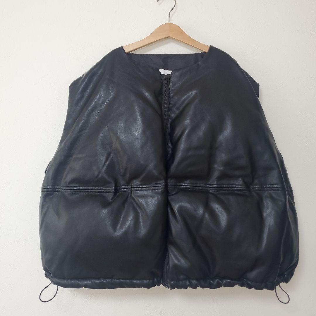 chuclla PUレザー サークルダウンベスト M ブラック