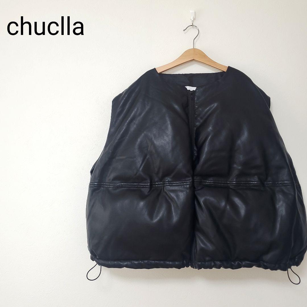 chuclla PUレザー サークルダウンベスト M ブラック