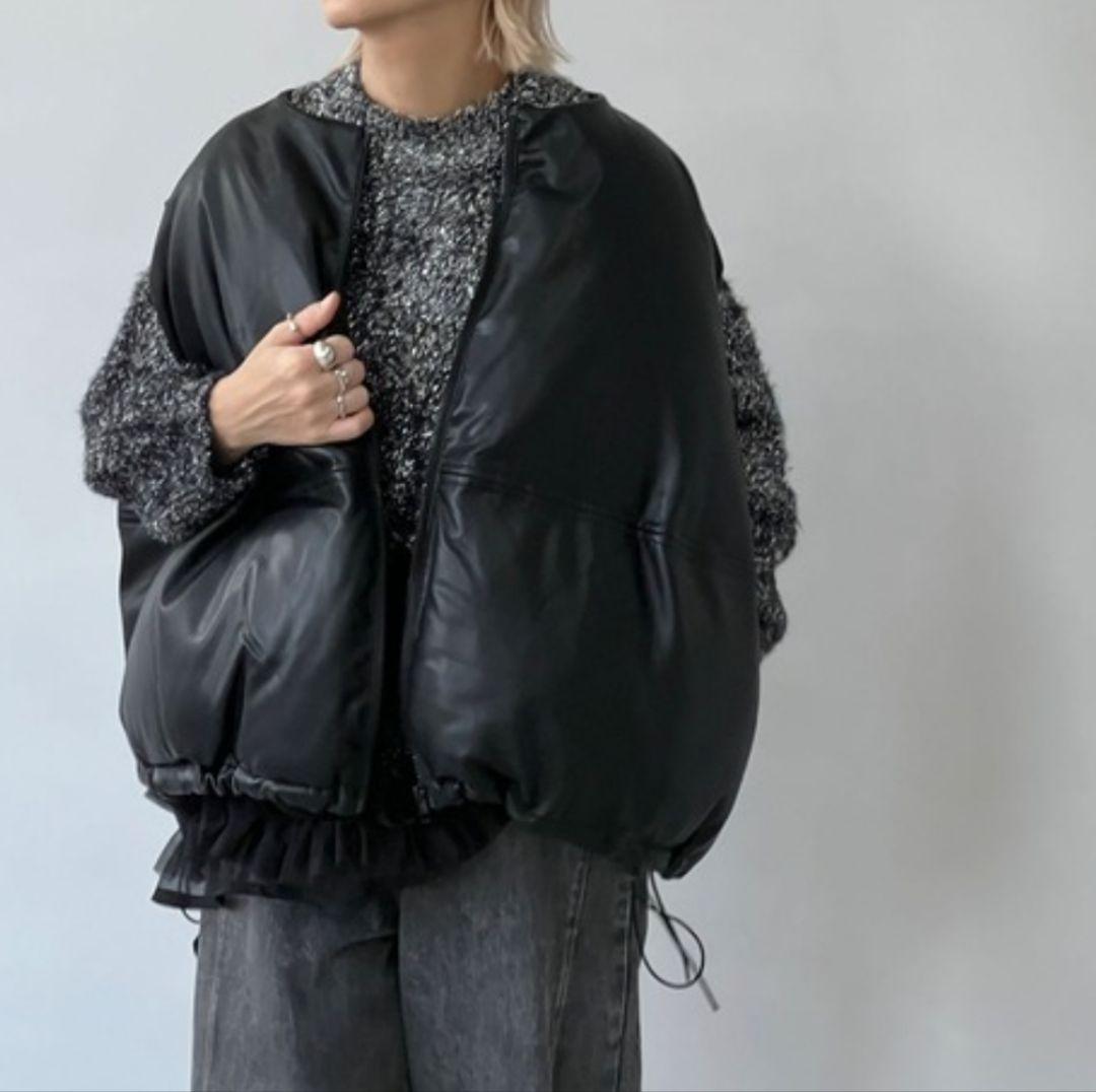 chuclla PUレザー サークルダウンベスト M ブラック