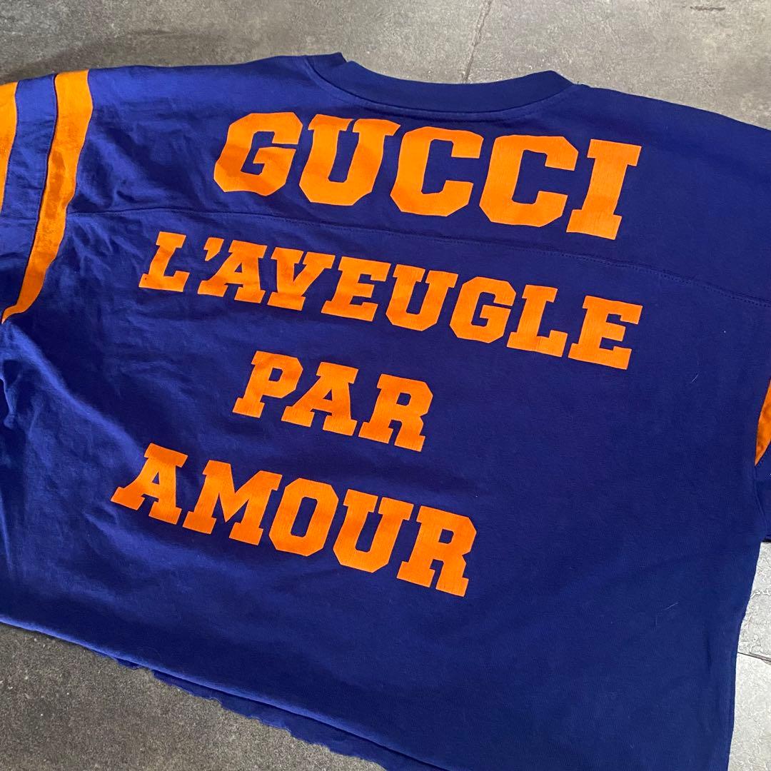GUCCI オーバーサイズ Tシャツ ネイビー/オレンジ