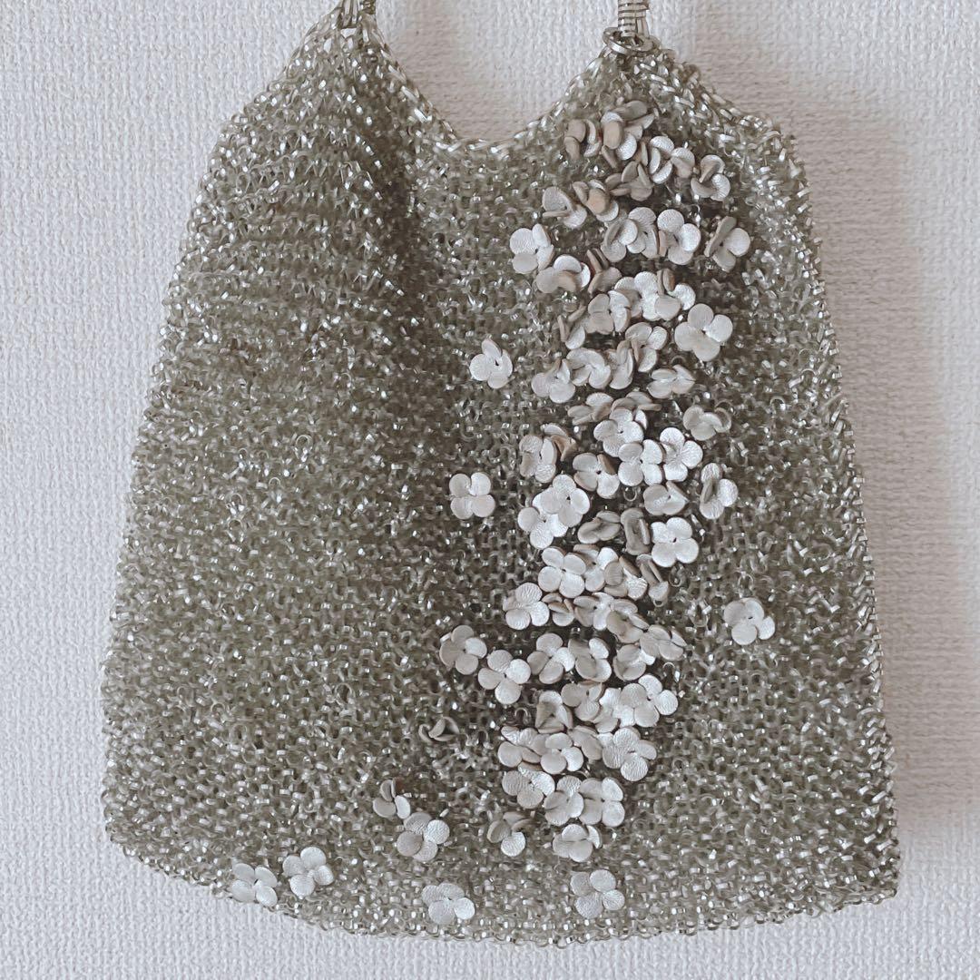 ANTEPRIMA ワイヤーバッグ　フラワーモチーフ　シルバーゴールド