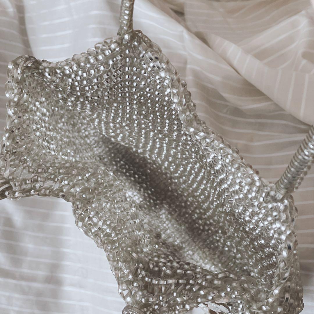 ANTEPRIMA ワイヤーバッグ　フラワーモチーフ　シルバーゴールド