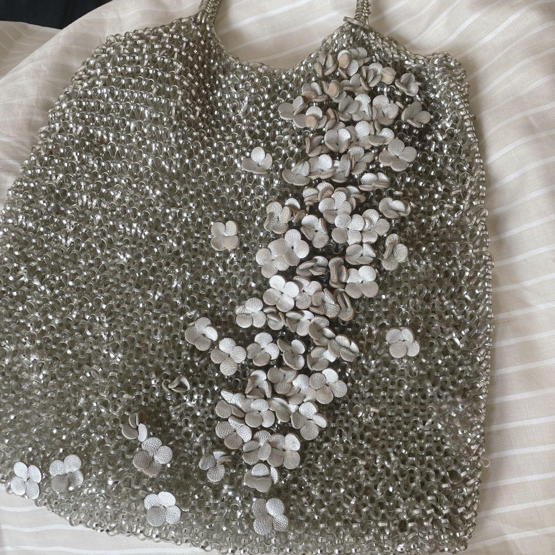 ANTEPRIMA ワイヤーバッグ　フラワーモチーフ　シルバーゴールド