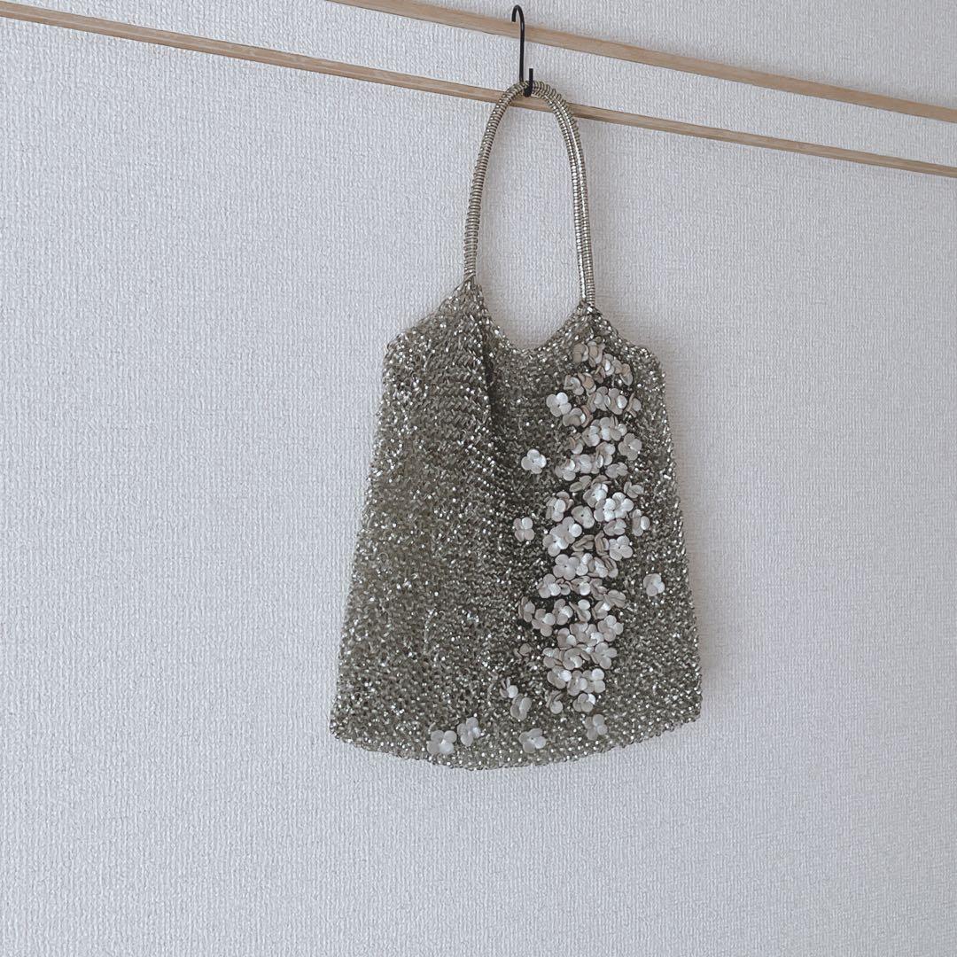 ANTEPRIMA ワイヤーバッグ　フラワーモチーフ　シルバーゴールド