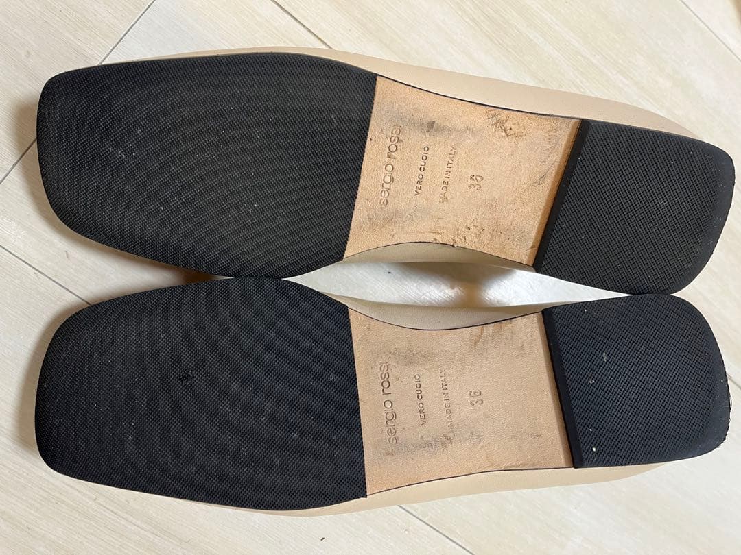 セルジオロッシ　sr1　スリッパ　フラット　ベージュ×シルバー　36