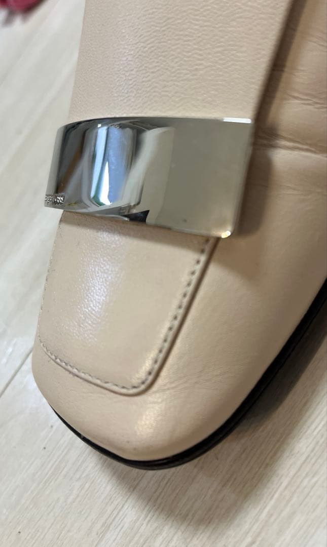 セルジオロッシ　sr1　スリッパ　フラット　ベージュ×シルバー　36