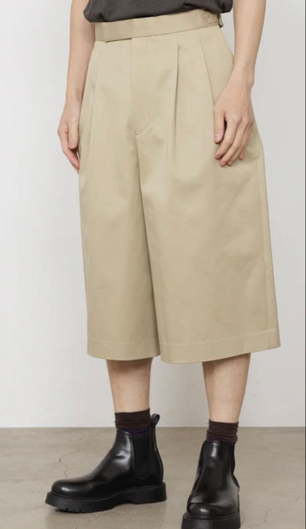 marka オーガニックコットンツイル / 2タッククロップドトラウザーズ