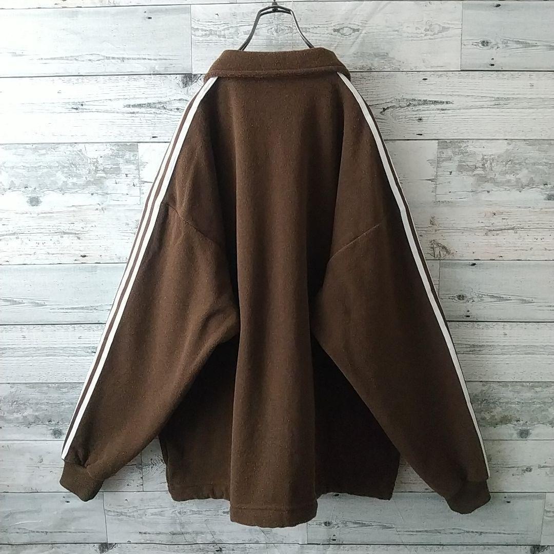 希少☆90s デサント製 アディダス 刺繍 パイル地 襟付 トラックジャケット