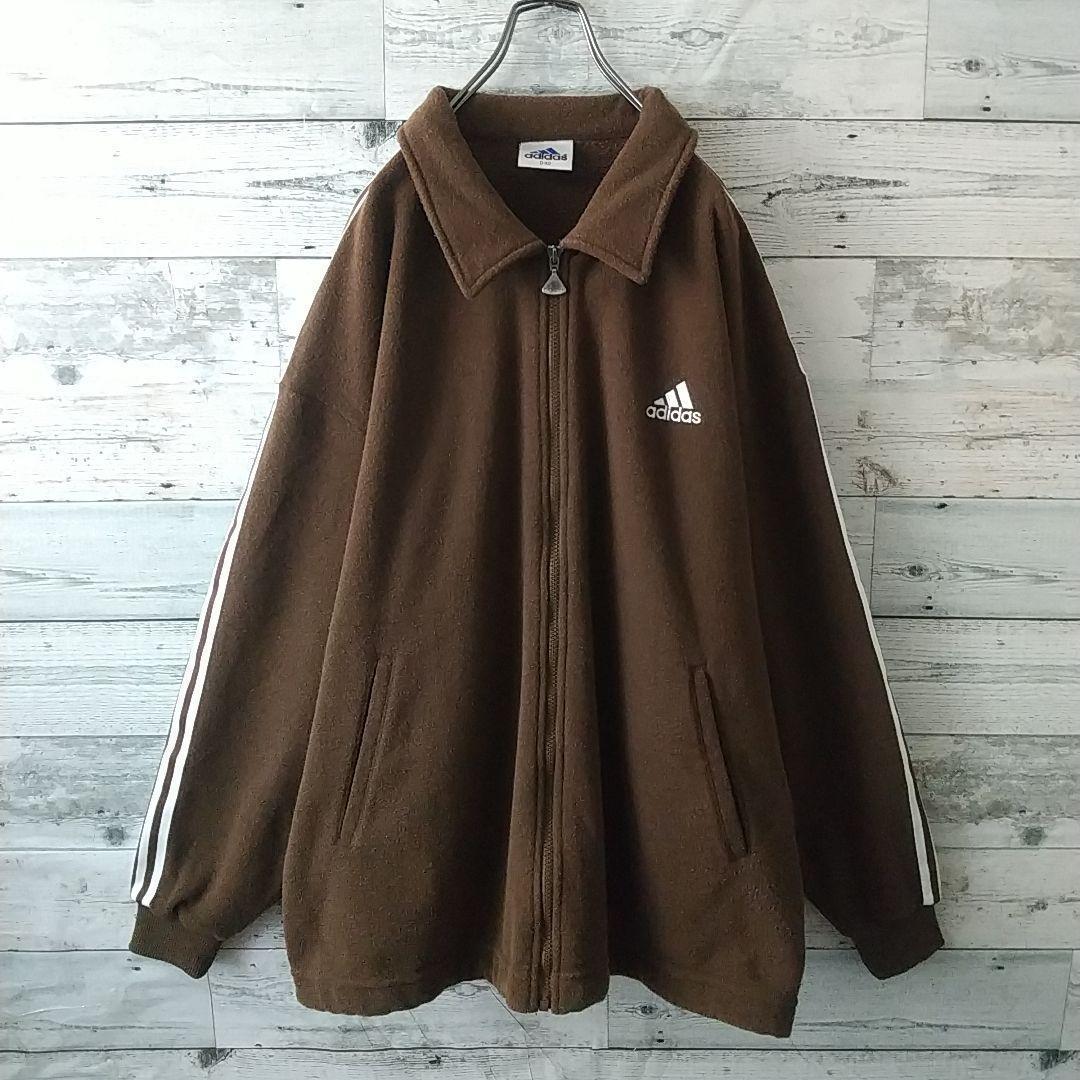 希少☆90s デサント製 アディダス 刺繍 パイル地 襟付 トラックジャケット