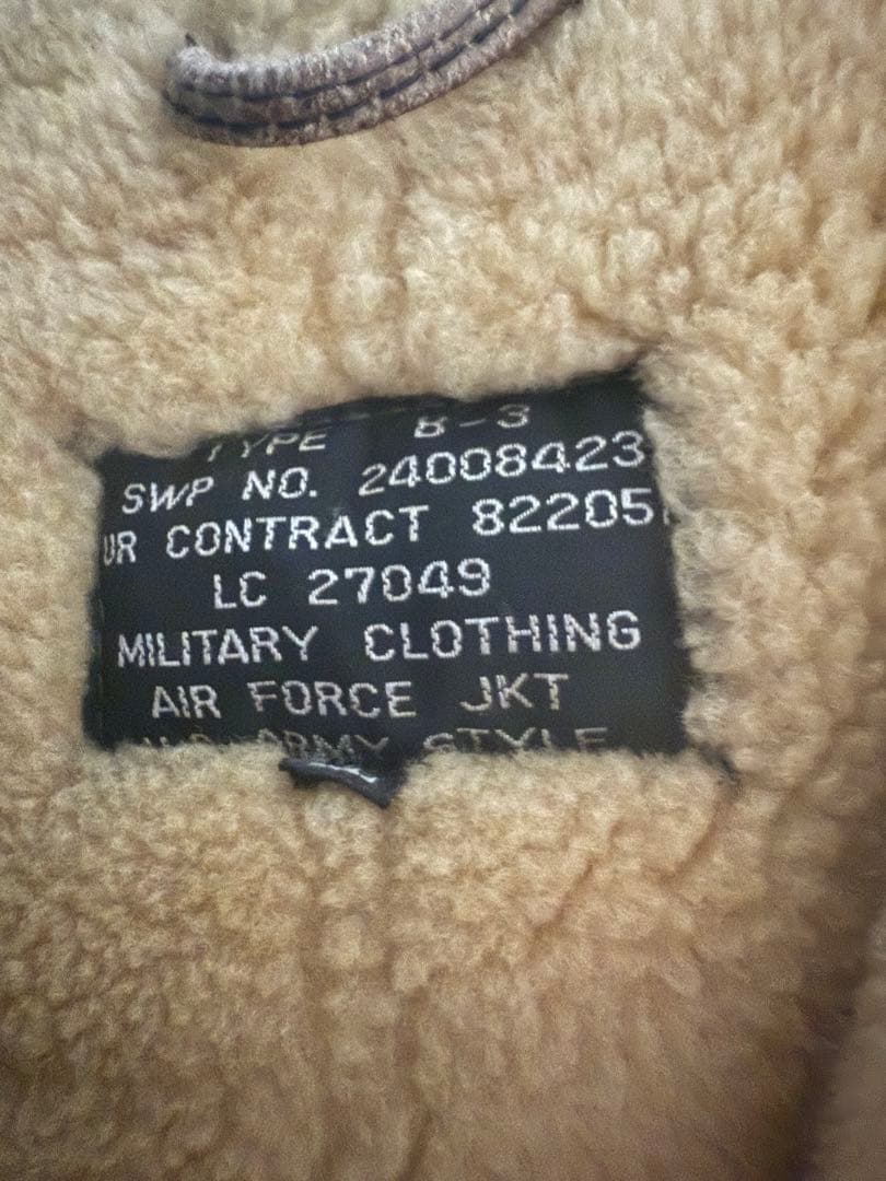 B-3 フライトジャケット ムートン