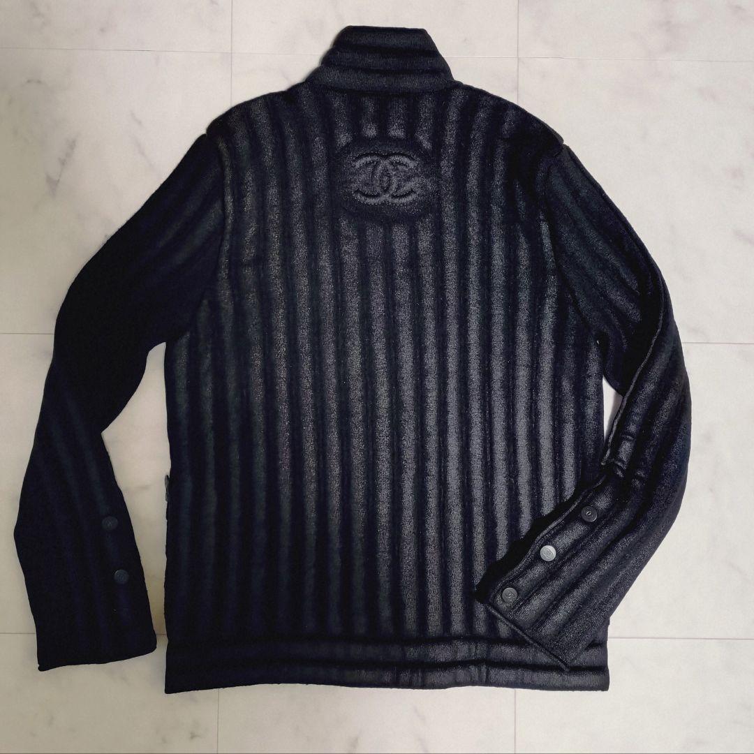 CHANEL　ジャケット　黒シルバーラメアウター　CC ボタン