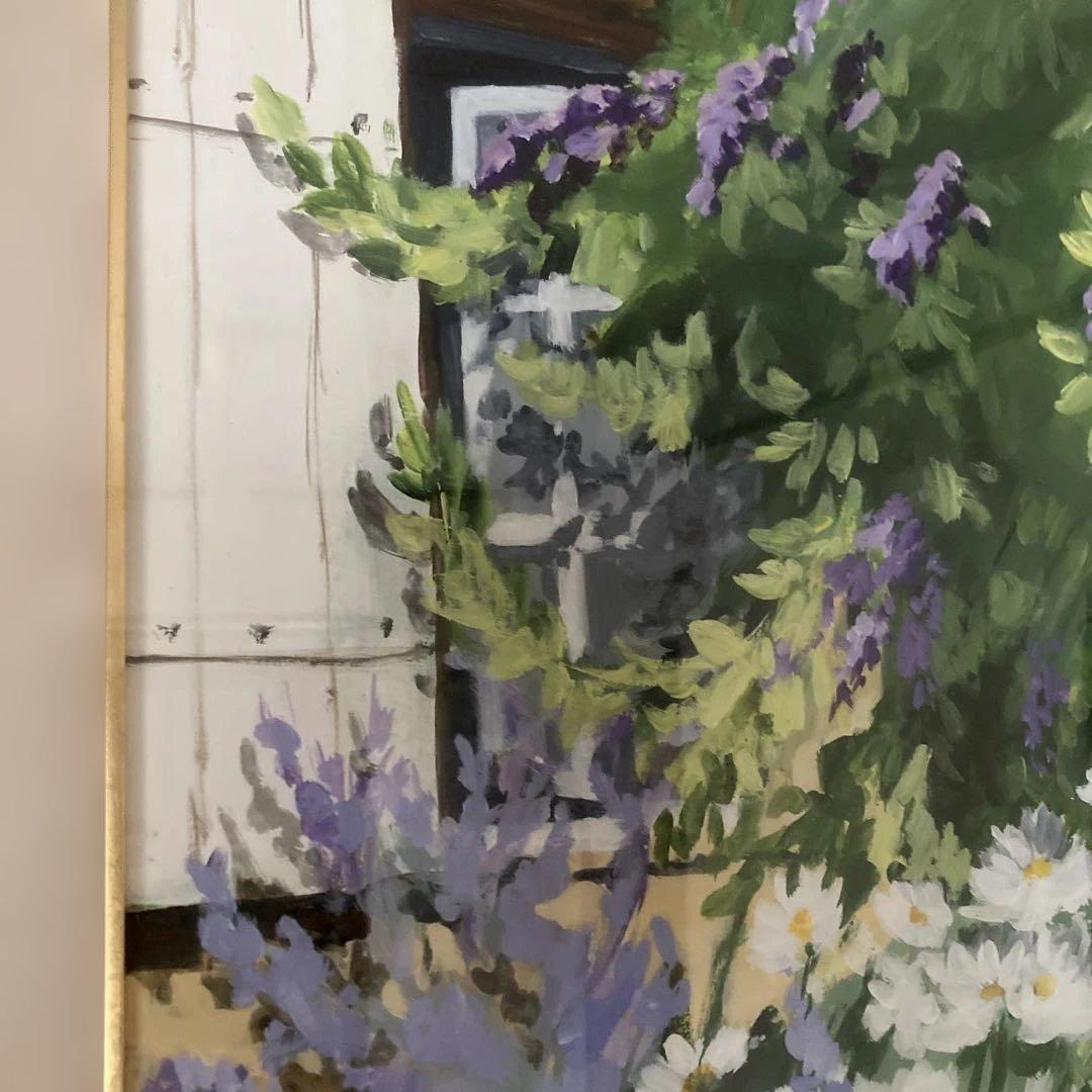 『マーガレットと藤の花』油彩（鑑定書あり）