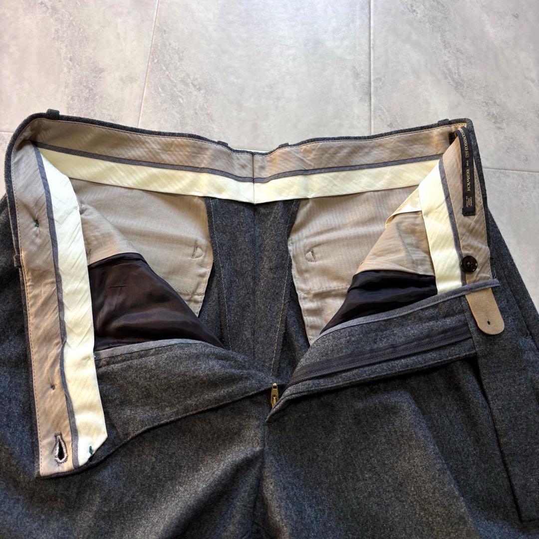 【極美品】ベルウィッチ カノニコ ウールフラノ 2タックワイドトラウザー 48