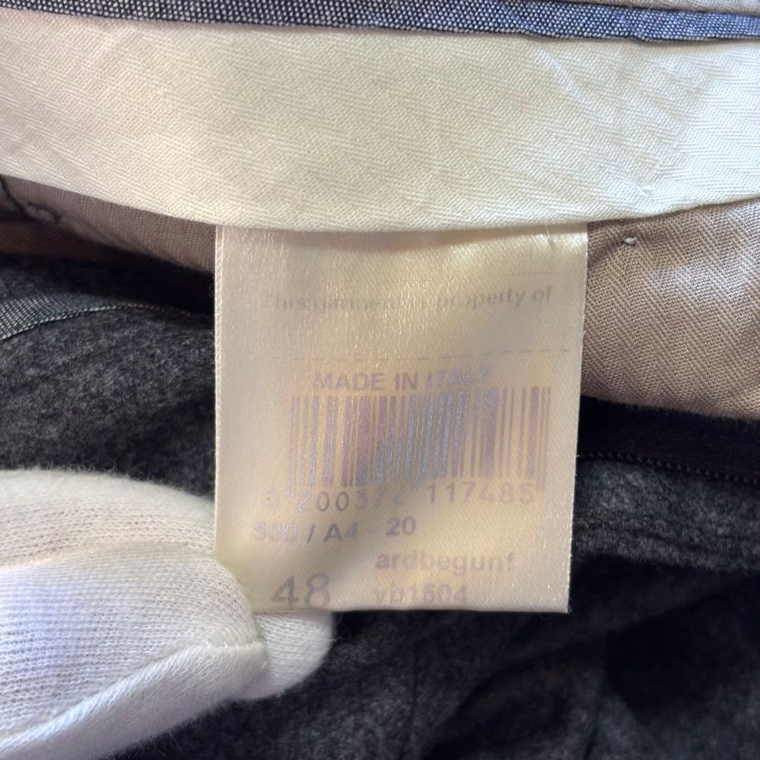 【極美品】ベルウィッチ カノニコ ウールフラノ 2タックワイドトラウザー 48