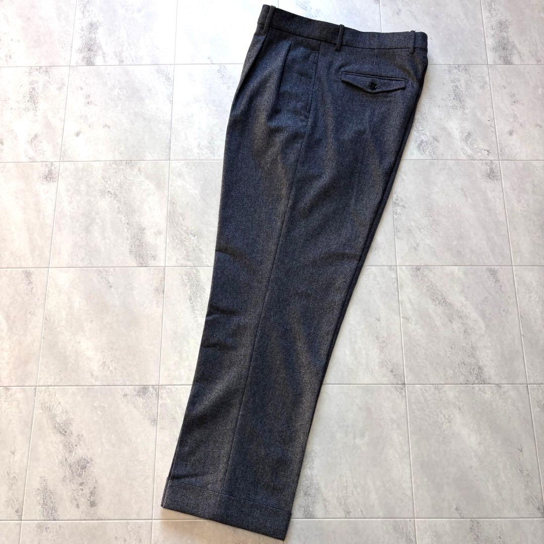 【極美品】ベルウィッチ カノニコ ウールフラノ 2タックワイドトラウザー 48