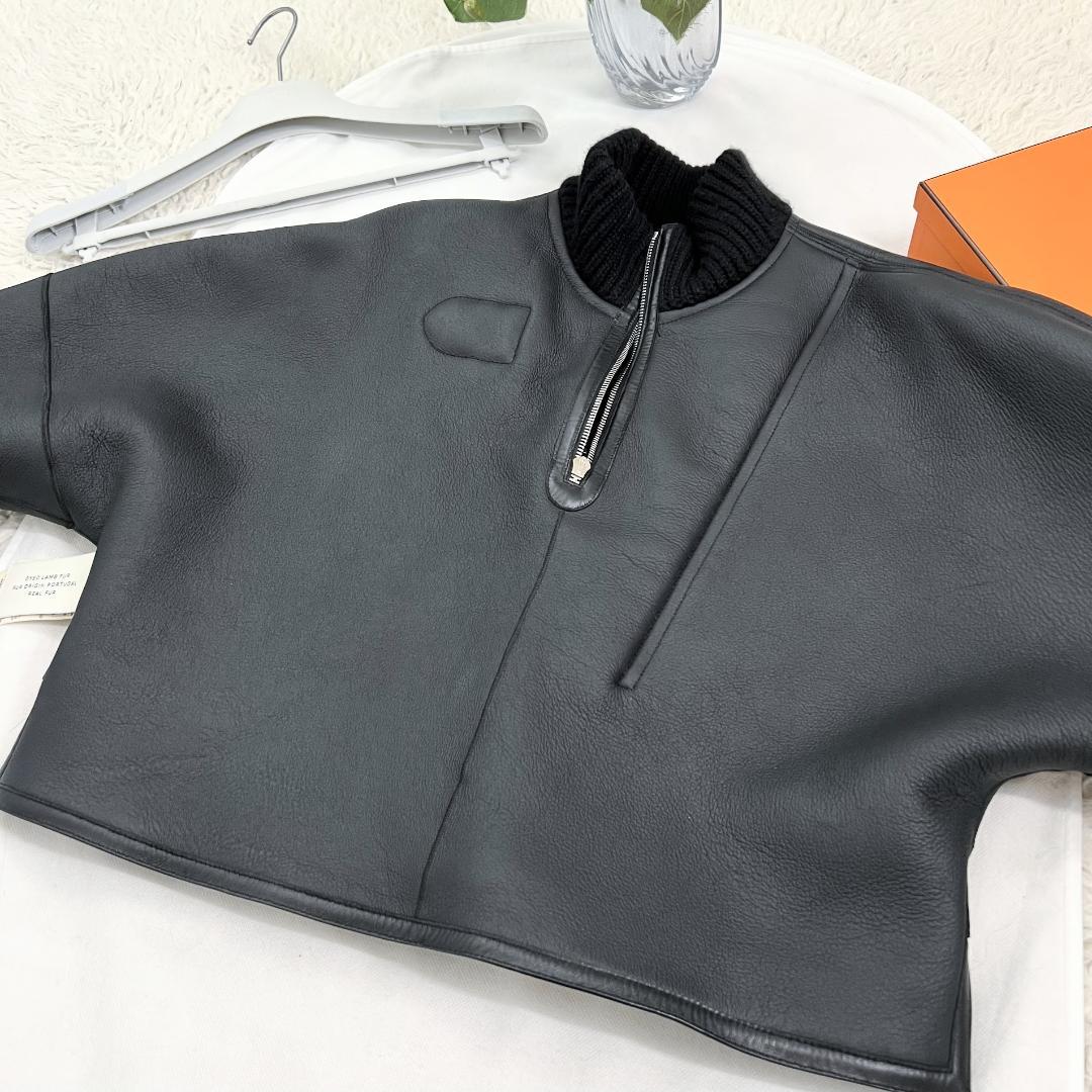 極美品★HERMES★ファー★ディアスキン★レザー★ムートン★ブルゾン★コート