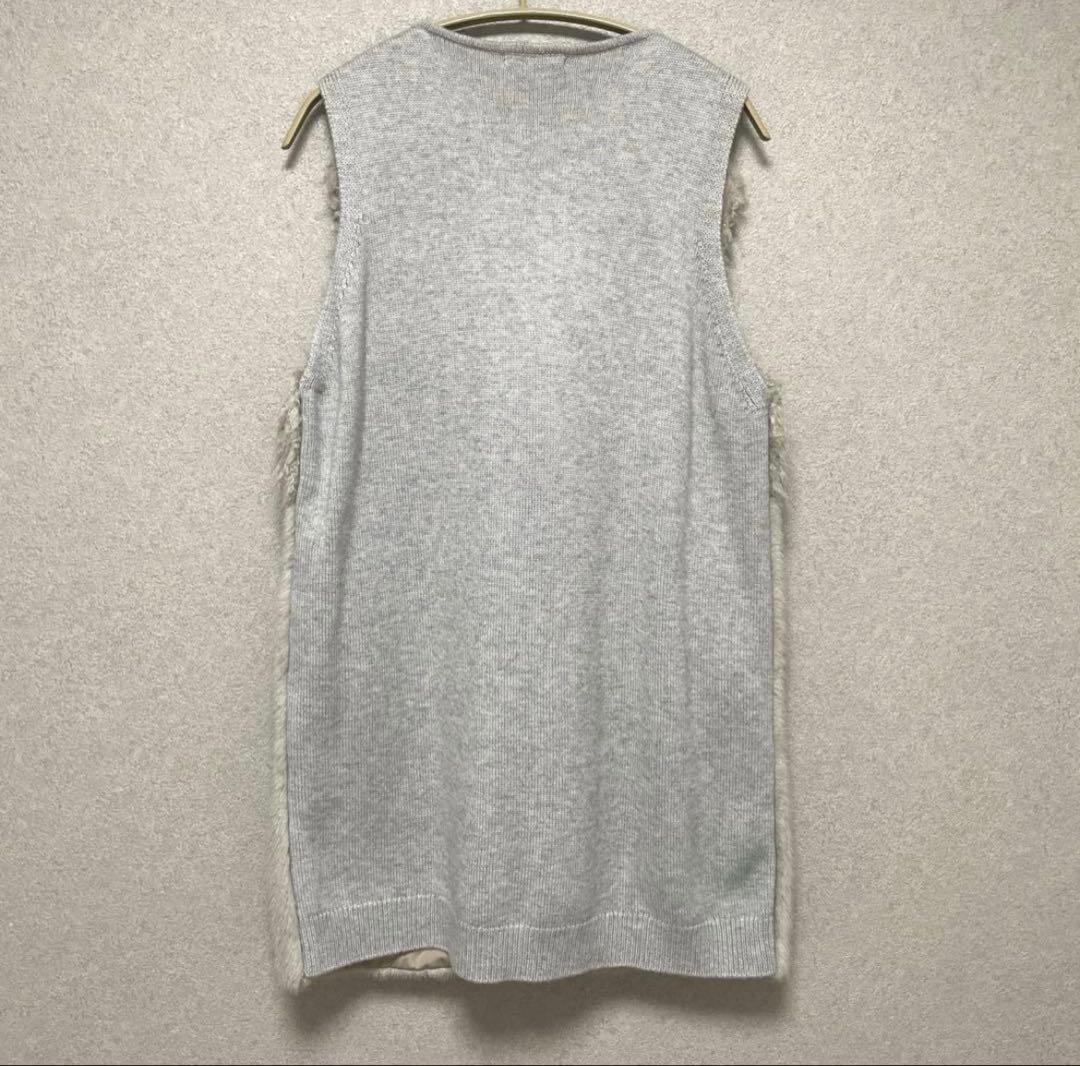 アルアバイル　フェイクファーコンビニットジレ　グレー