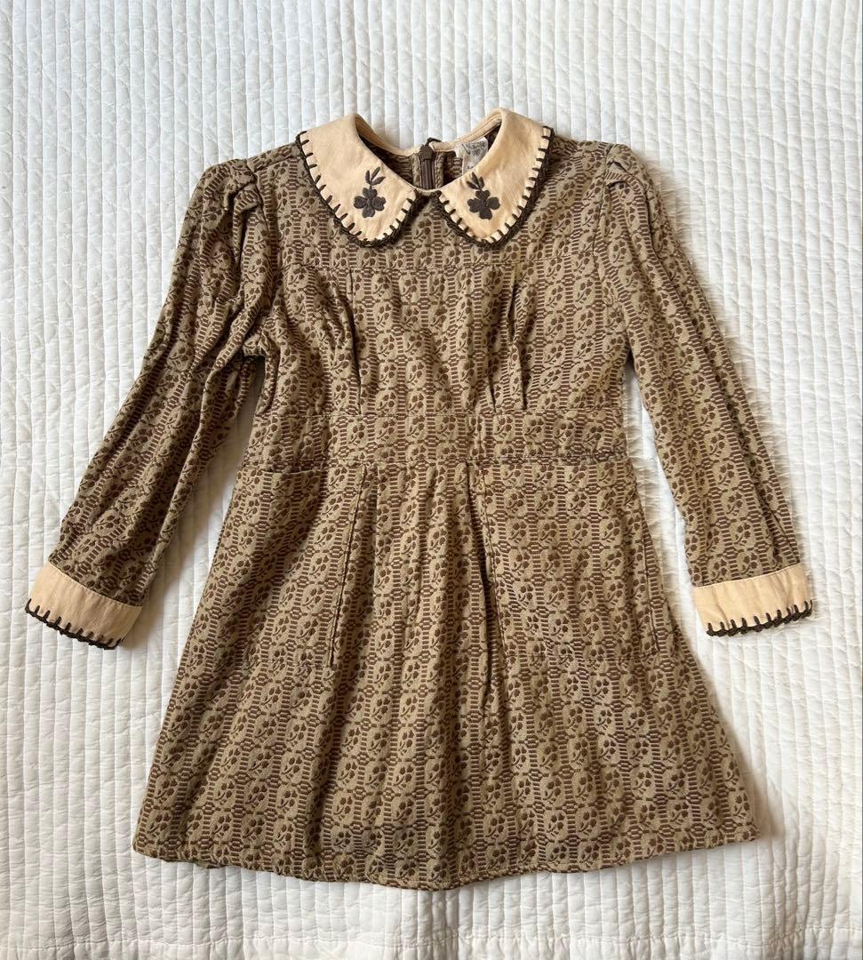 apolina grid floral jacquard ワンピース