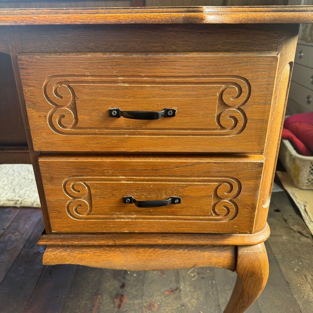 アンティーク風　木製文机　西洋　猫脚　デスク