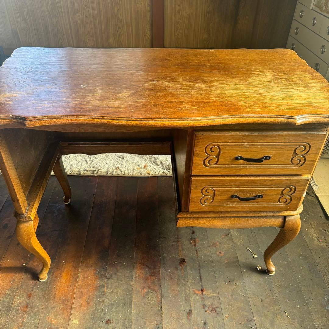 アンティーク風　木製文机　西洋　猫脚　デスク