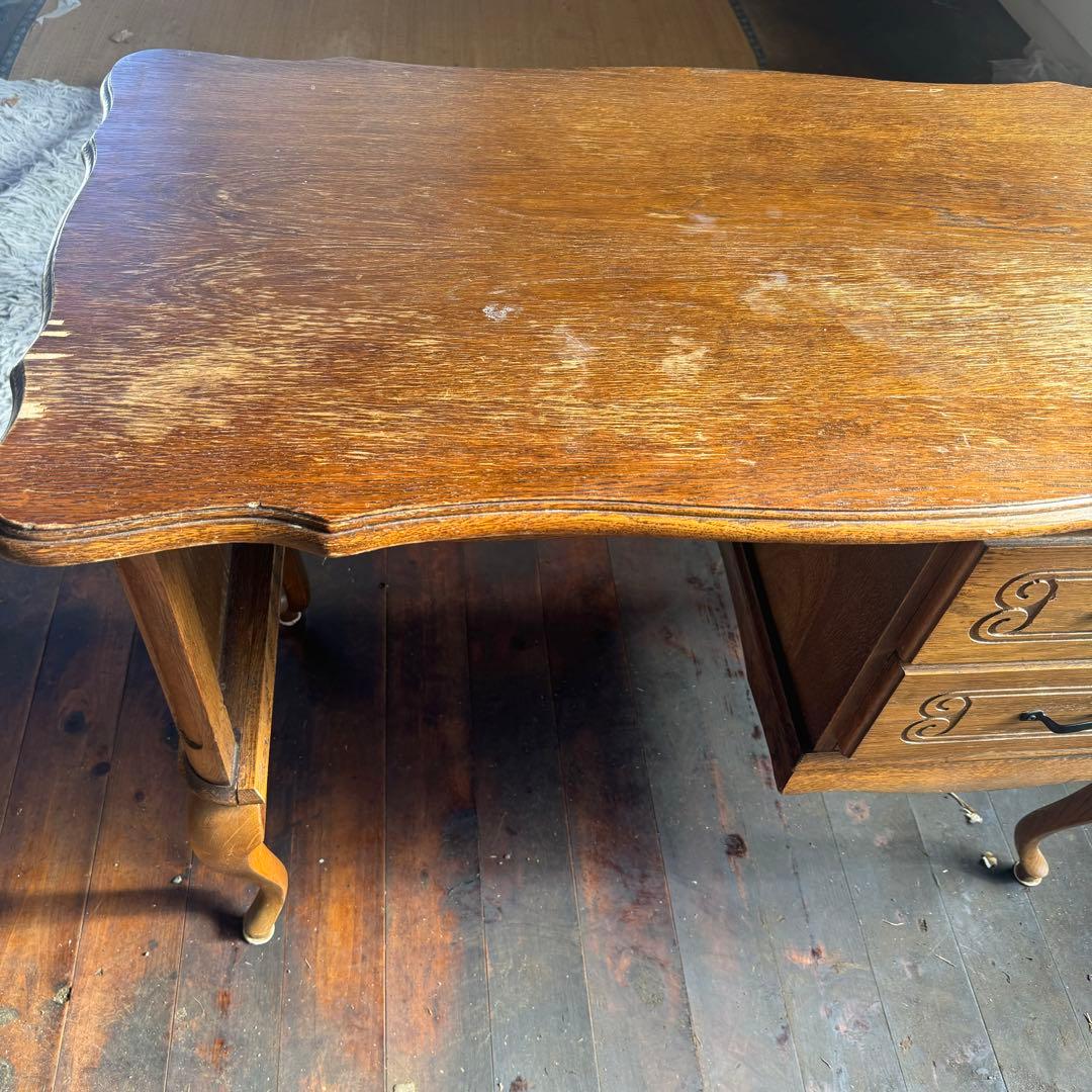 アンティーク風　木製文机　西洋　猫脚　デスク