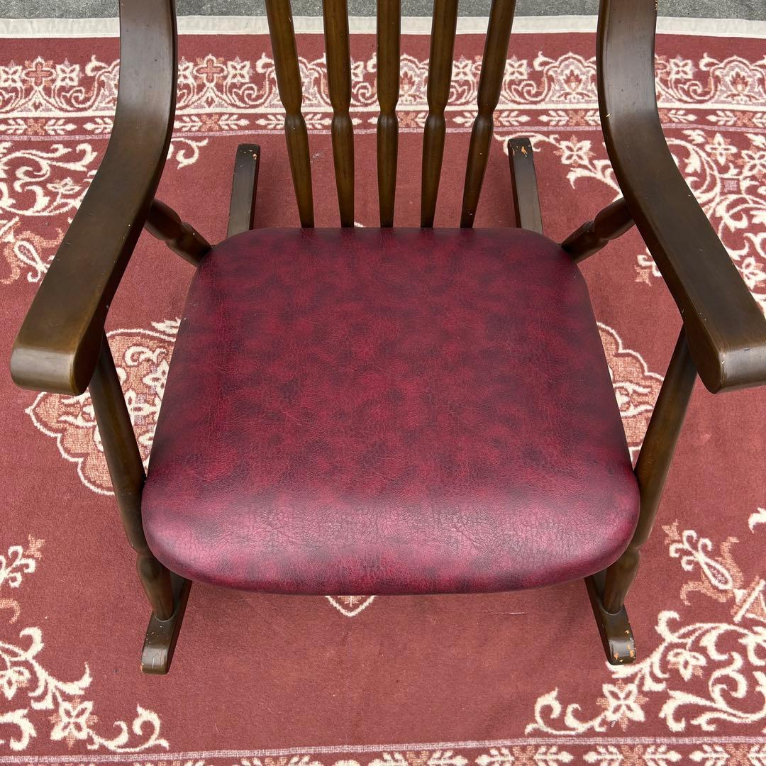 古家具ビンテージ品◾️鳥取家具 木製フレーム ロッキングチェア ミッドセンチュリー