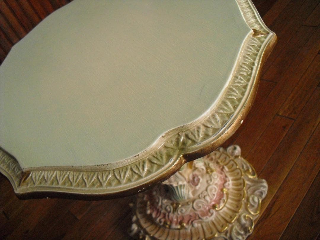 イタリア製 優雅なロココ様式サイドテーブル☆女神金彩クラック塗装オブジェ置物