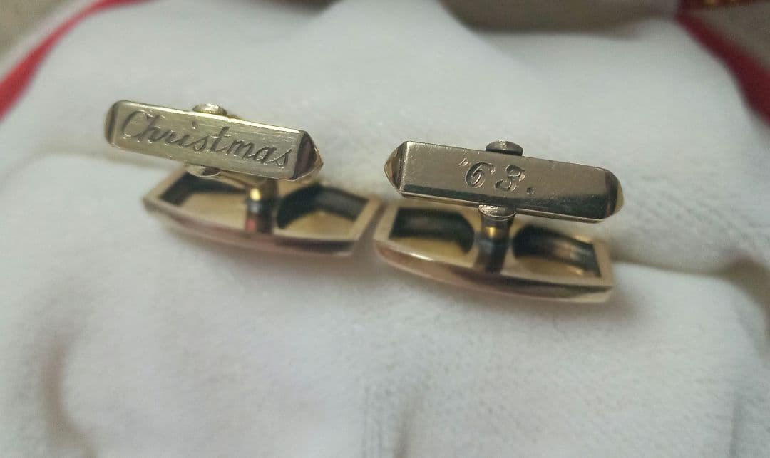 10K カフリンクス ストライプ 刻印有り