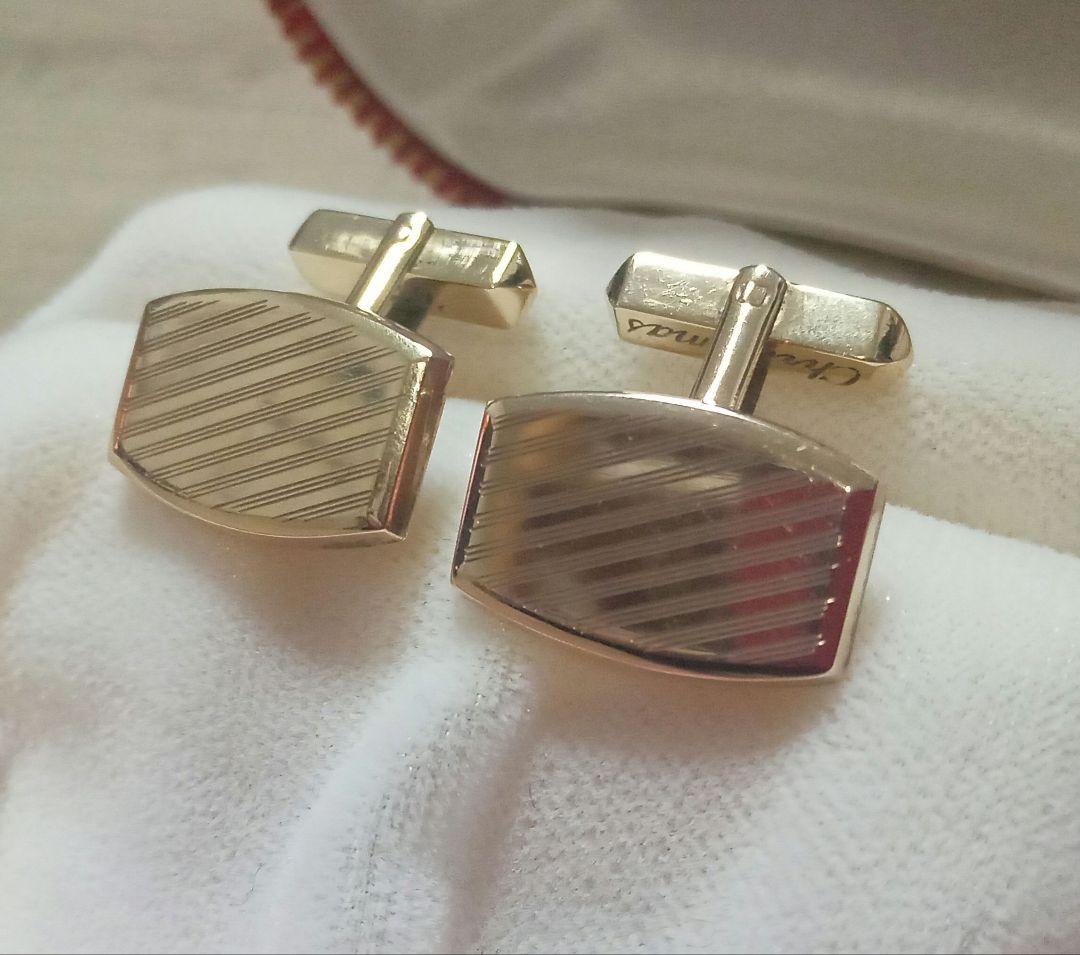 10K カフリンクス ストライプ 刻印有り