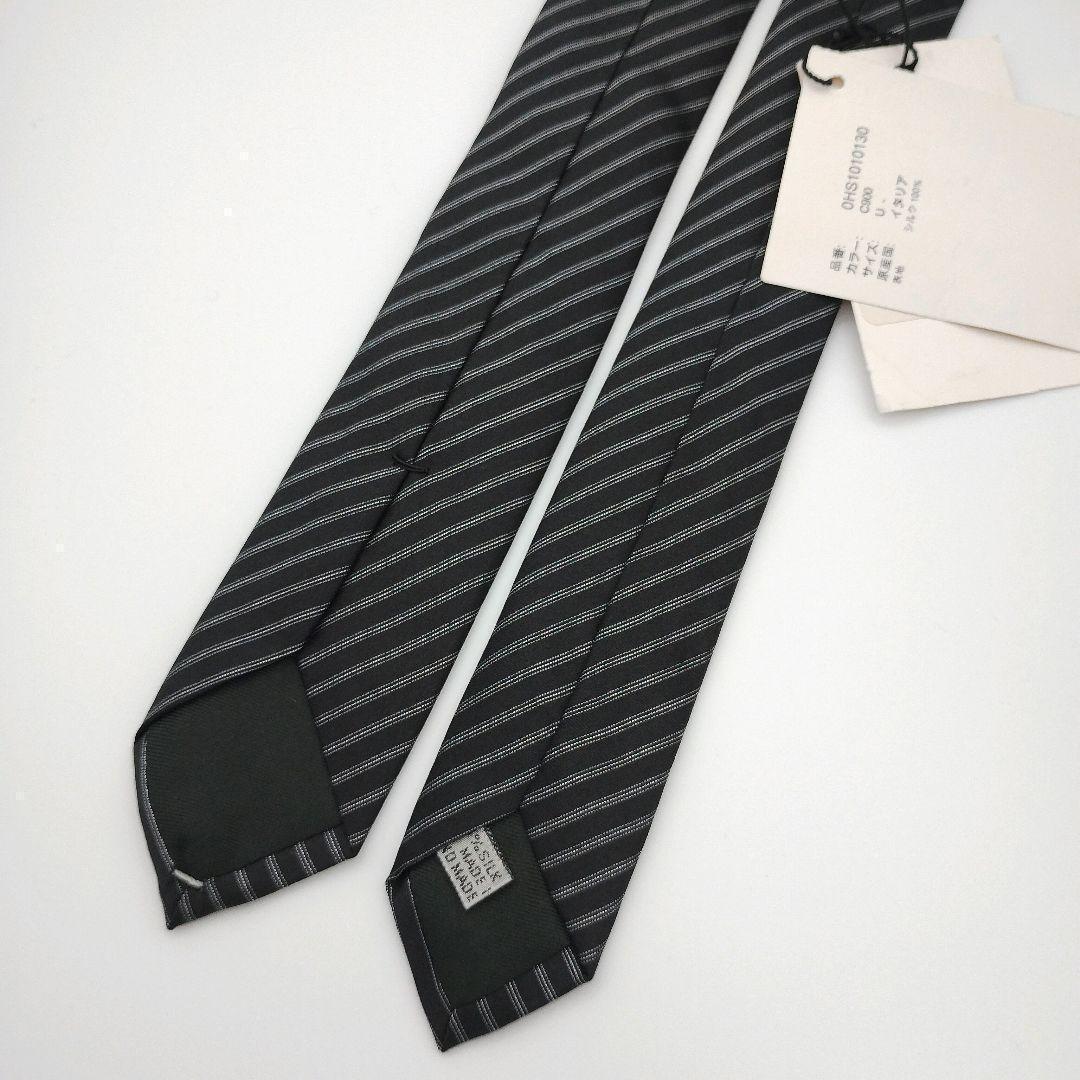 【新品未使用】ディオールオム ナロータイ ブラック ストライプ 高級 イタリア製