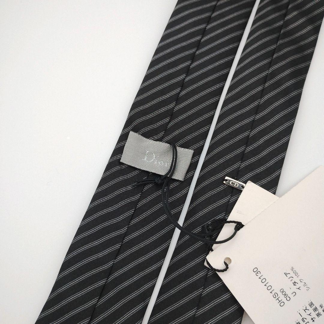 【新品未使用】ディオールオム ナロータイ ブラック ストライプ 高級 イタリア製