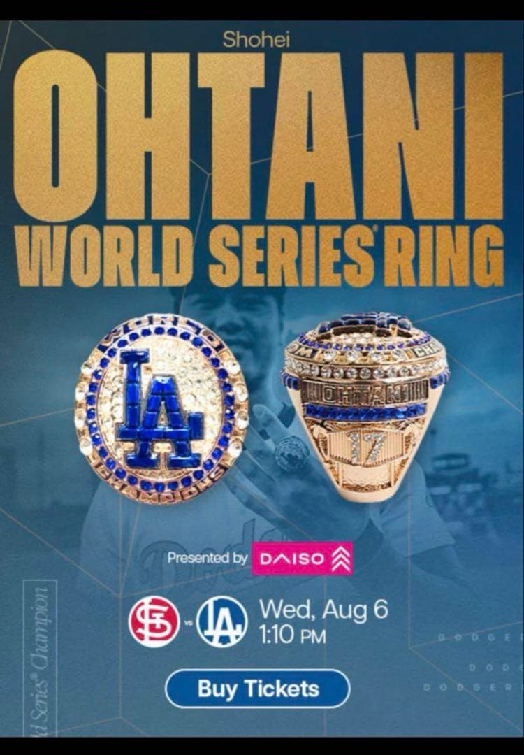 【新品未使用】大谷翔平　チャンピオンリング　ワールドシリーズ　ドジャース 記念品