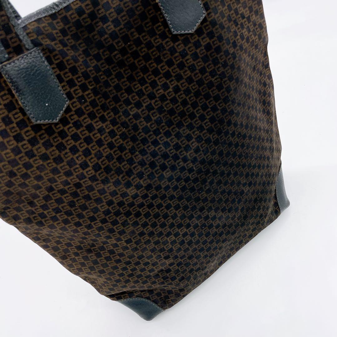 【OLD GUCCI】トートバッグ スクエアGG柄　ベロア調生地