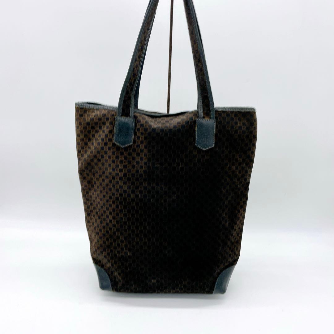 【OLD GUCCI】トートバッグ スクエアGG柄　ベロア調生地