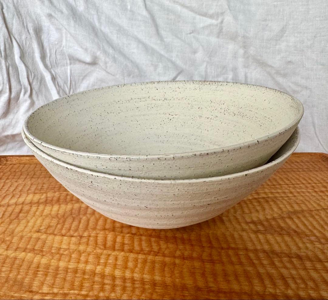 二階堂明弘　焼締めボウル　白　2客セット