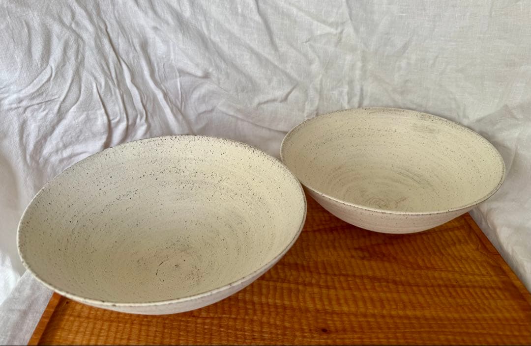 二階堂明弘　焼締めボウル　白　2客セット