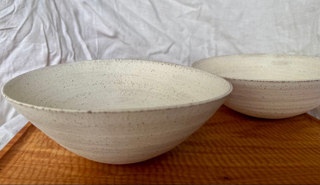 二階堂明弘　焼締めボウル　白　2客セット