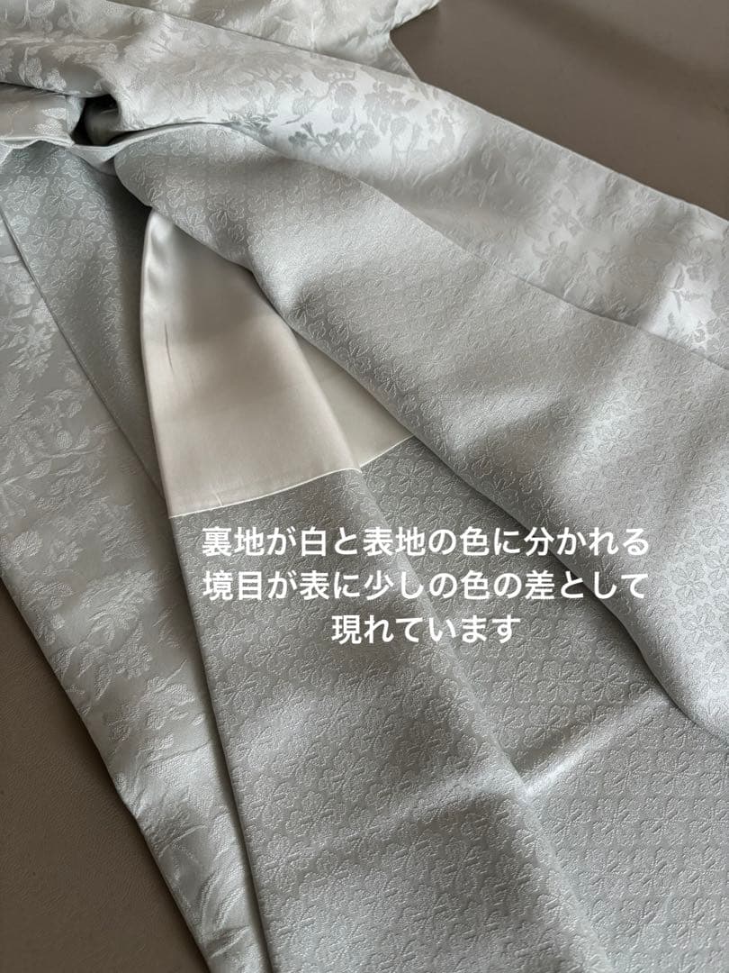 正絹 付け下げ調の紋意匠 袷 紋なし 色無地 白っぽい青磁鼠 トールサイズ