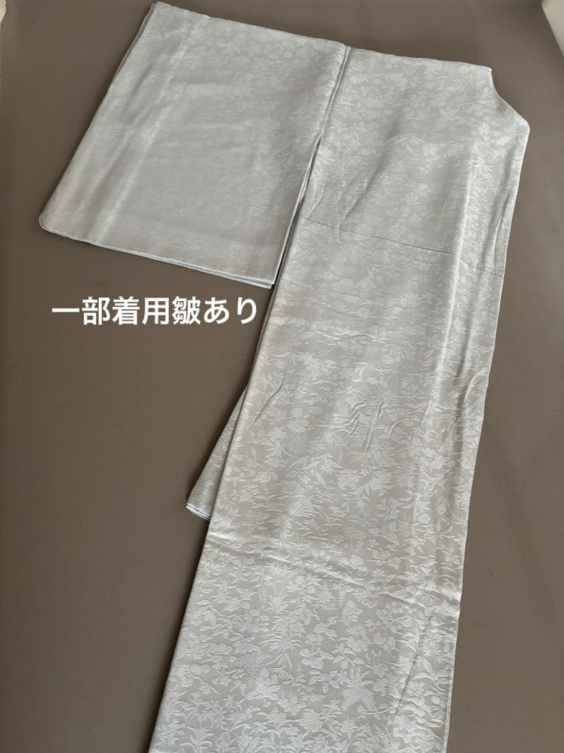 正絹 付け下げ調の紋意匠 袷 紋なし 色無地 白っぽい青磁鼠 トールサイズ
