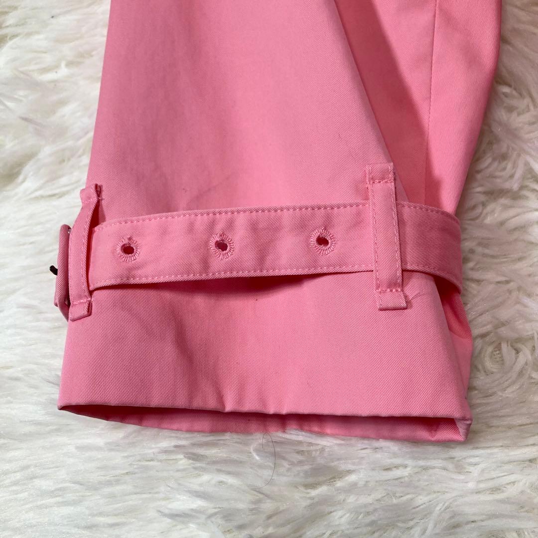 メゾンキツネ トレンチコート ロング ベルト付き 裏地キツネ柄 ピンク