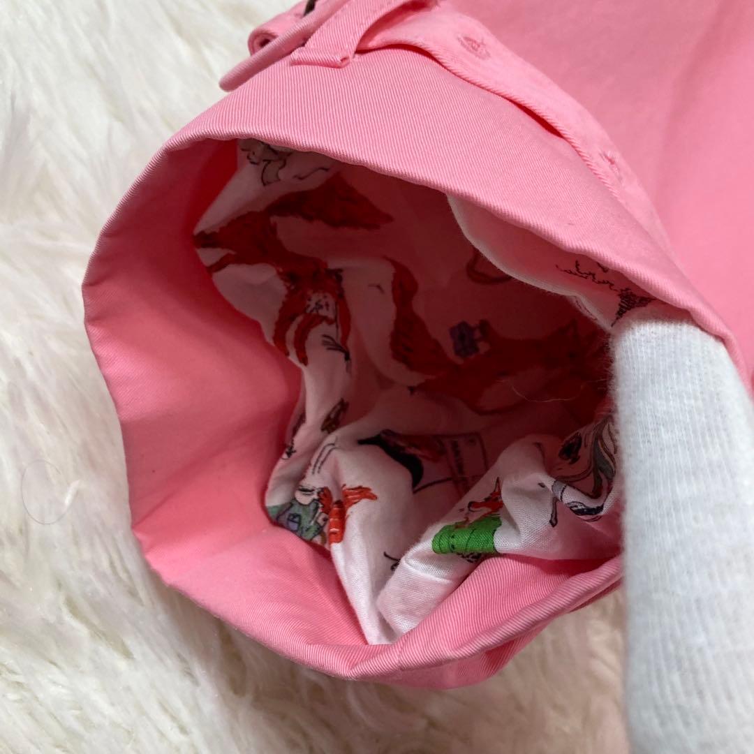 メゾンキツネ トレンチコート ロング ベルト付き 裏地キツネ柄 ピンク