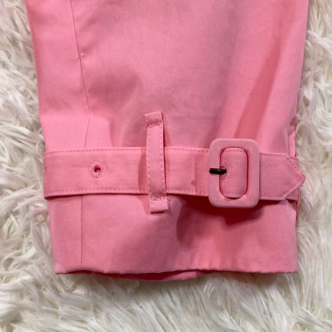 メゾンキツネ トレンチコート ロング ベルト付き 裏地キツネ柄 ピンク