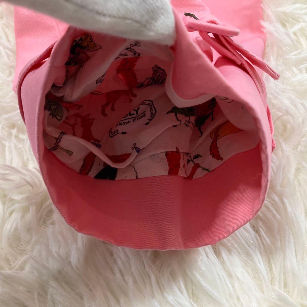 メゾンキツネ トレンチコート ロング ベルト付き 裏地キツネ柄 ピンク