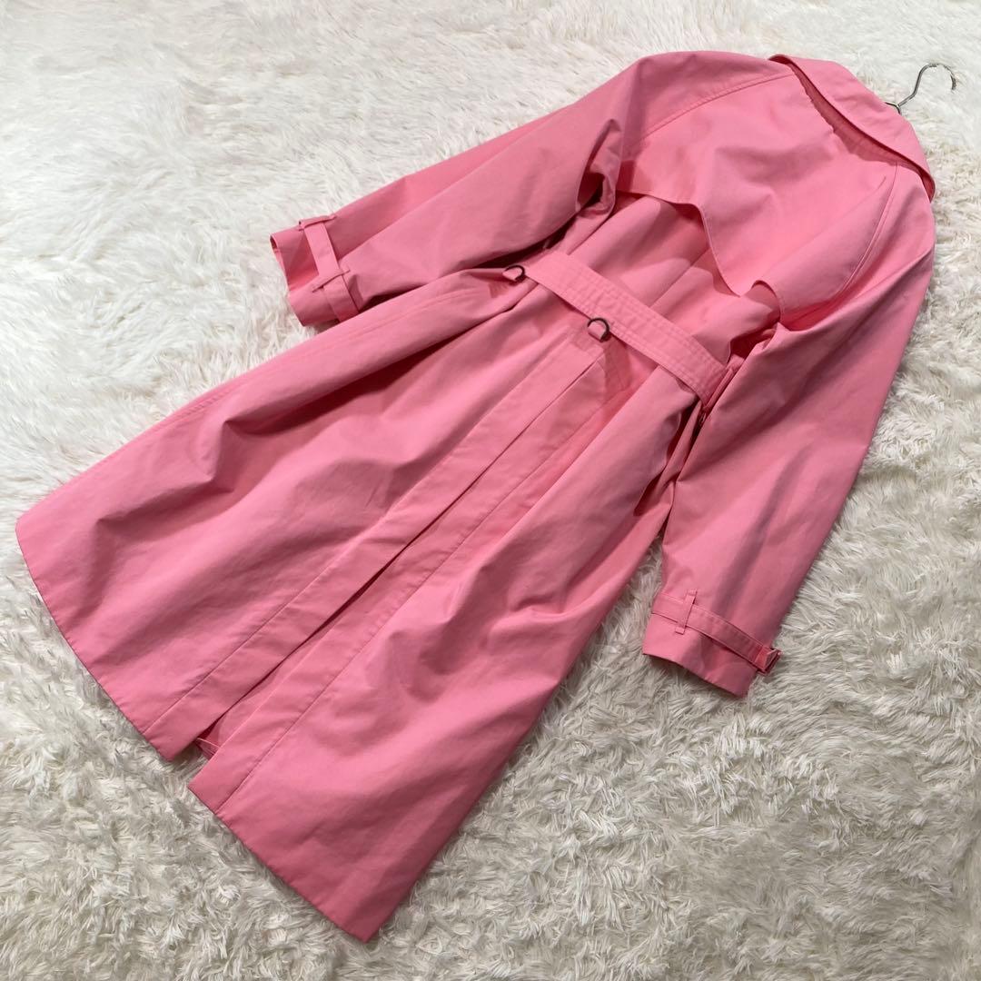 メゾンキツネ トレンチコート ロング ベルト付き 裏地キツネ柄 ピンク