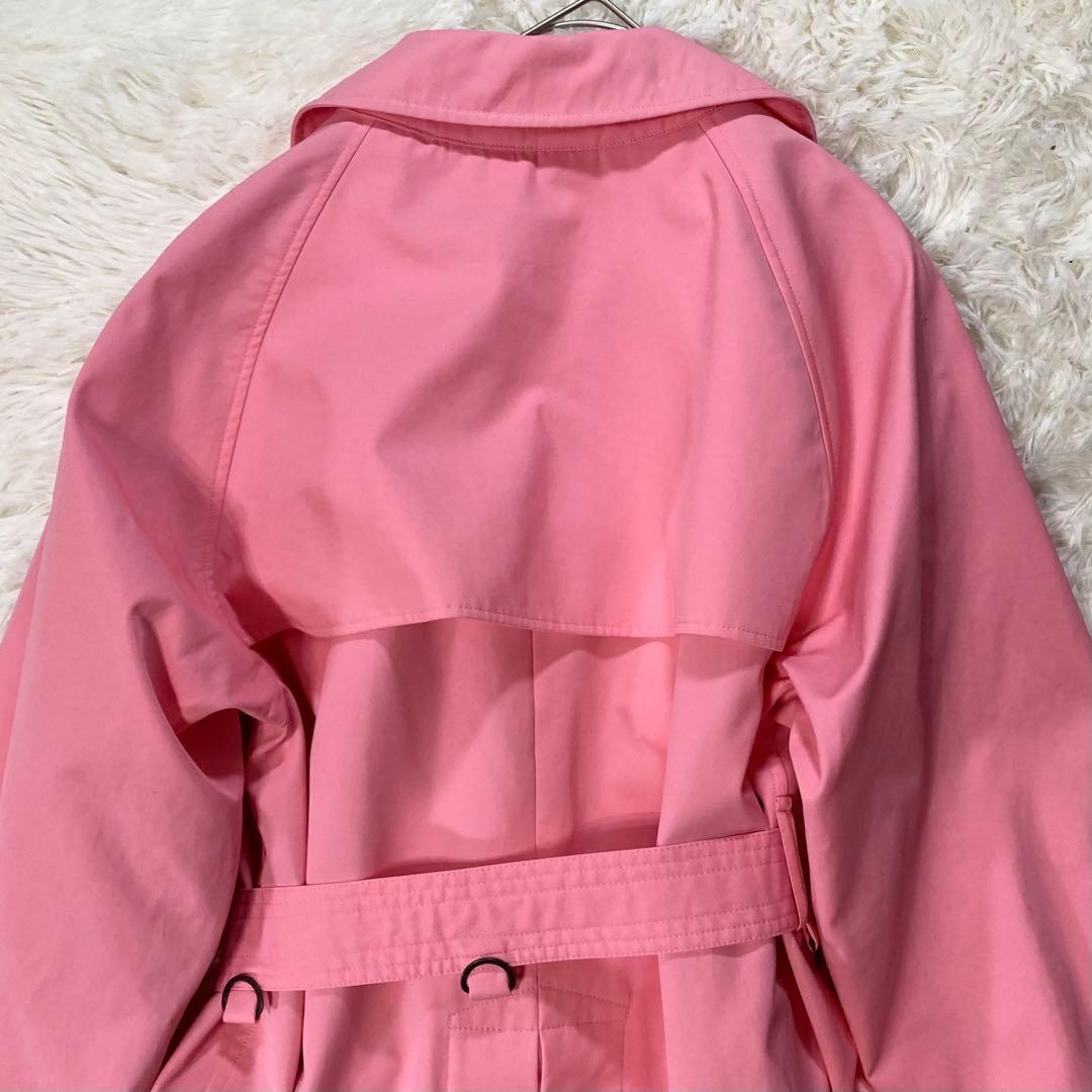 メゾンキツネ トレンチコート ロング ベルト付き 裏地キツネ柄 ピンク