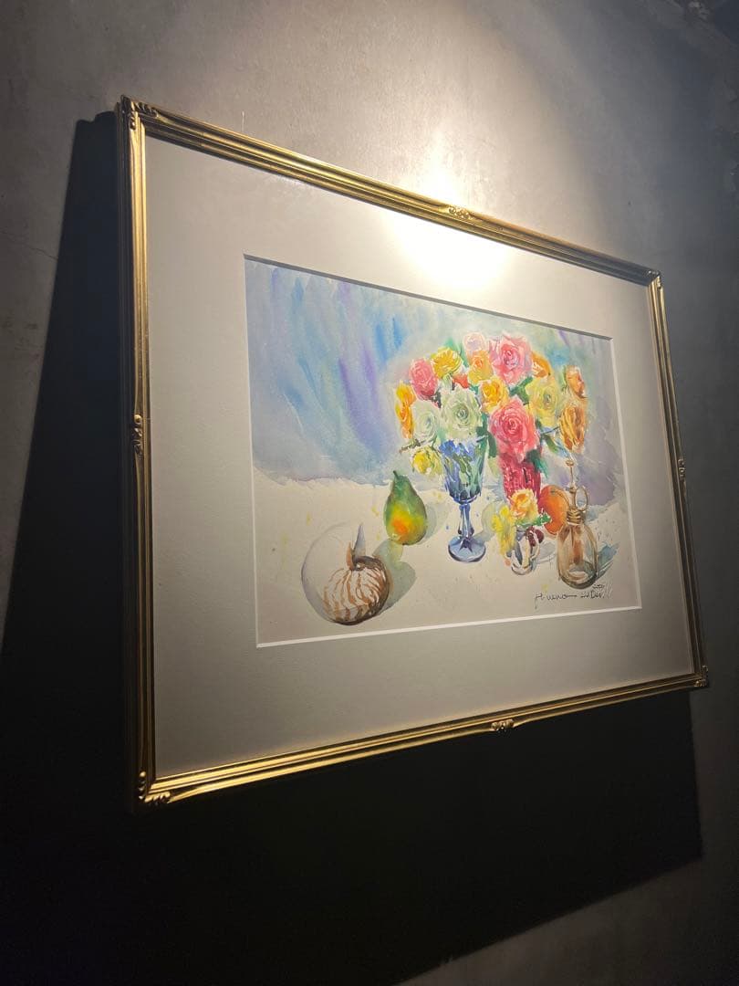 他の方発送×上野博【薔薇】　水彩画　肉質画