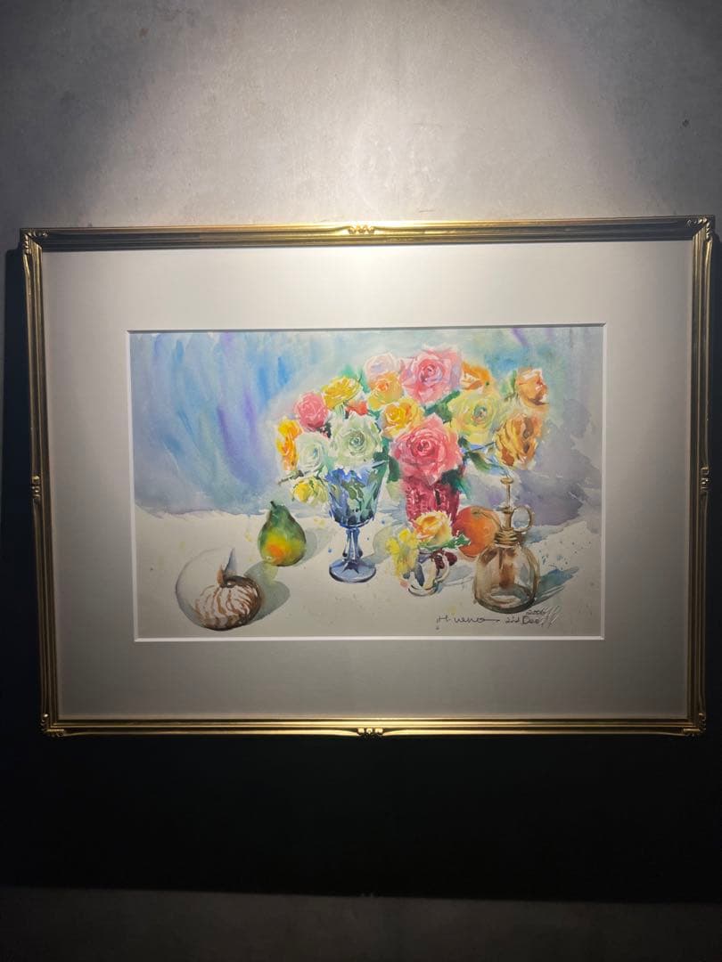 他の方発送×上野博【薔薇】　水彩画　肉質画